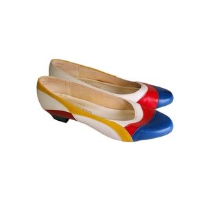 Memphis Madness Bold Graphic Red Yellow Blue Green White 80s Heels